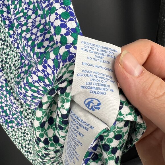 Boden Mollie Dress Dot Print Blue, White and Green Quarter Length Sleeve - Picture 8 of 10